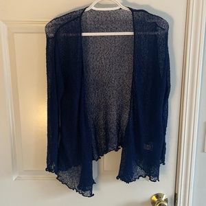 Back From Bali Blue Shrug Bolero Sheer Cardigan Arm Cover, Lightweight, 2X-4X